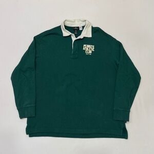 H&M Peanuts Athletic Club Long Sleeve Polo Rugby Shirt Front/Back Graphic Sz Med